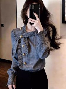 Loowmane | French Retro Check Long Sleeve Shirt