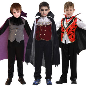 Halloween Vampire Cosplay Costume for Kids Carnival Party Dress Up Outfit Children Role Play Vampiran
