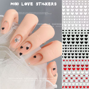 Nail Stickers 3D Love Heart Black White Love Valentines Day Self-Adhesive Nail Art Decals for DIY Manicure Nail Decorations