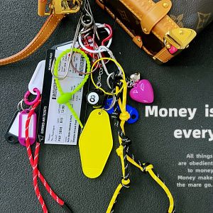 Korean Style Colorful Beaded Lock Buckle Bag Charm Car Keychain Couple Accessories Creative Unique Design Summer Jewelry