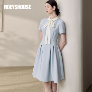 Roey s house | Youthful Peter Pan Collar Blue Waist Cinching Dress