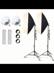 Continuous Photography Lighting Kit with Soft Box E27 LED Bulb Photo Studio Lights Equipment for Camera Shooting Live Stream Video Record