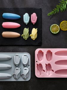 Food Grade Silicone Ice Cube Mold Baking Mousse Chocolate Kitchen Cooking Utensils Seven Linked Three Kinds of Corn Shaped