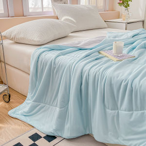 Cooling Summer Air Conditioner Quilt Ice Silk Single Double Layer Thin Childrens Ice Cream Quilt Washable by Machine Light Weight