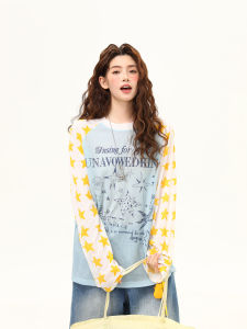 WILDAZI | Vintage Star Print Lightweight Sheer Long Sleeve Blouse
