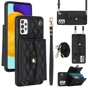 Card Case For Samsung A52 A52S A15 A35 A55 With Diagonal Strap Lanyard Wallet Bag Case Mobile Phone Shell Coin Purse Cases Cover Samsung A13 Casing Leather Case With Card holder Samsung Galaxy A35 A14 A54 A16 Cards Slot Case With Rope