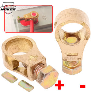 【WOKEN】2Pcs/Pair Car Battery Terminal Positive Negative Connectors Heavy Stud Type Cable Positive Negative Battery Insulation Modified Terminal Clip Car Accessories