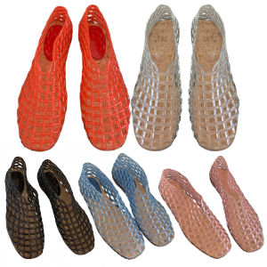 Sportschannel Women Jelly Flats Mesh Ballet Flats Square Toe Hollow Out Ballet Flats Lightweight Casual Flat Sandals for Summer Beach