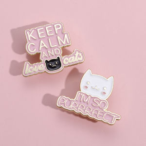 Creative Black and White Cat Lapel Pin Cute Animal Kitten Enamel Brooch Backpack Accessories for Friends
