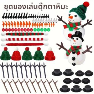 12 ชิ้น DIY Snowman Craft Kit - Clay Snowmen สําหรับถุงน่องคริสต์มาสฟิลเลอร์และเครื่องประดับต้นไม้ ตกแต่งวันหยุดรื่นเริง