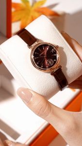 REBIRTH Jam Tangan Wanita Anti Air Berlian Tali Kulit Anggun Kuarsa Jam Tangan Cewek