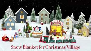Snow Blanket 3 x 8 FT Fake Snow Blanket for Christmas Village Thick White Soft Christmas Snow Blanket Roll Artificial Snow Blanket for Xmas Display