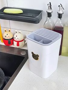 [Stok Tersedia]/Rak Penguras/Rak Penyimpanan Dapur/Penyimpanan Peralatan Dapur/Tempat Pisau/Rak Penyimpanan Plastik Multifungsi