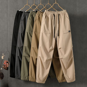 High Waist Loose Fit Outdoor Sports Workwear Pants Womens Casual Trousers Harlan Style Elastic Cuffed Long Pants