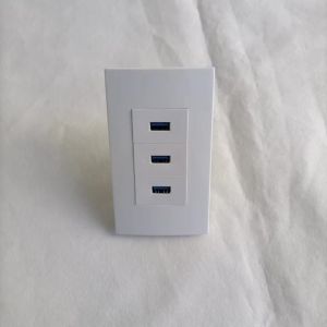 3 Ports Female USB3.0 Wall Panel Pass Through Triple USB Face Outlet Cover White Color In USA Standard Faceplate Socket