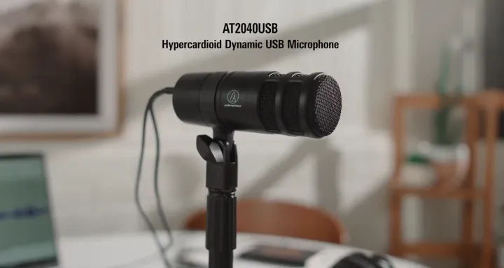 Audio Technica AT2040USB Hypercardioid Dynamic Podcast USB Microphone (for Content Recording, Karaoke, Gaming, Broadcast Livestream etc)