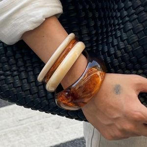 Ingemark 4 Styles Y2K Boho Thick Resin Acrylic Bangles for Women 2025 New Fashion Geometric Irregular Bracelet Aesthetic Jewelry