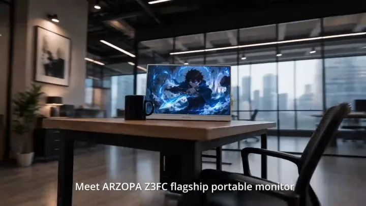 ARZOPA 16.1'' 180Hz Portable Monitor-Z3FC Gray, 107% sRGB 2.5K Kickstand Portable Monitor with HDR, Ultra Slim, Eye Care, External Second Screen for Laptop,
