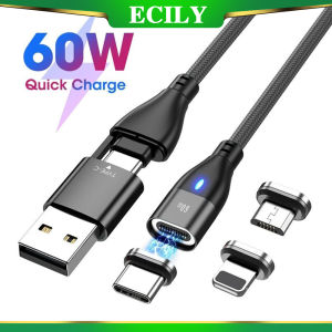 ECILY 6 in 1 60W PD Fast Charger Cable USB C To Type C Micro Data Cables for i-Phone Charging Wire for Macbook laptop