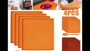 4 Tấm Silicon Khử Nước Khay Chống Dính Có Viền Dùng Cho Trái Cây Thịt Rau Củ Thảo Mộc - Tấm Nướng Thân Thiện Với Môi Trường