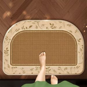 Retro Arched Bath Mat Non‑Slip Vintage Geometric & Cat Pattern Absorbent Floor Rug for Bathroom Entryway Bedroom Indoor Home