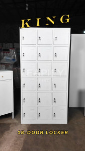 KING | Industrial 18-door Steel Locker in Matte White by Leapify Steel - Durable Metal Storage Lockers
