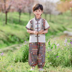 ชุดการแสดงวัฒนธรรมชาติชายเผ่าไท ชุดการแสดงเต้นสำหรับเด็กผู้หญิง ชุดไปเที่ยวฤดูใบไม้ผลิและฤดูใบไม้ร่วง