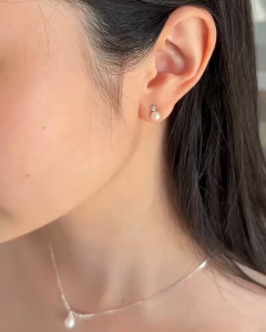 MINIMALIST LAB 925 Sterling Silver Hikari Petite Freshwater Pearl Drop Earrings Anting Pearl