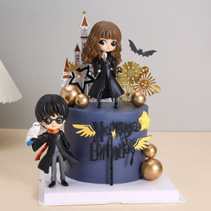 ของประดับตกแต่งเค้กวันเกิดสำหรับเด็กชายและเด็กหญิงสีดำแฮร์รี่พอตเตอร์รุ่น Q ของประดับตกแต่งธีมวิทยาลัยมายากลสำหรับงานปาร์ตี้แต่งตัว