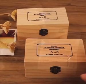 JLT RETRO WOODEN ALPHABET NUMBERS STAMP WITH BOX