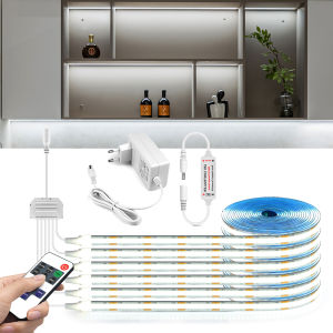 AC220V To DC 12V COB LED Strip Lights for Kitchen Home Decor Cabinet Lamp with Dimming Remote Controller led tiras de luces -EU