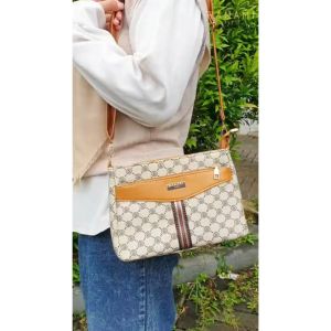 HANAMI Tas Selempang Wanita Elrica TA1054B7 Coklat Kulit Branded Mewah Cantik Terbaru Motif Premium