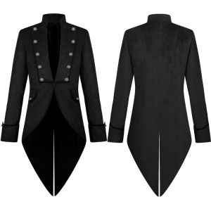 Punk Style Mid-Length Halloween Costume Tailcoat Mens Retro Medieval Fashion Party Performance Clothing Accessory