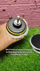 Professional Car Polishing Kit - 5 Piece Industrial Polishing Pads Waxing Sponges & Wool Wheels for Ultimate Paint Care & Detailing