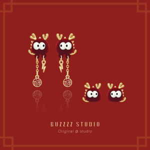Adorable Original Red Dragon Fortune Character Earrings for Women New 2025 Year of the Dragon Jewelry Suitable for Festive Season