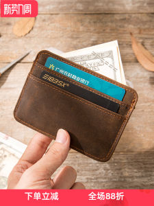Handmade Mini Wallet Vintage Style Ultra-Thin Mens Card Holder Leather Goods Small Change Purse Fashionable Compact Size