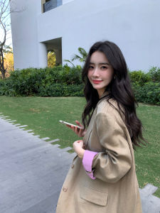 Pusumede Retro Loose Fit Linen Suit Jacket for Women High Quality Fashionable Casual Long Sleeve Single Button Closure Coat