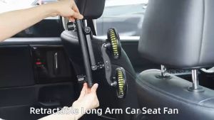 OATSBASF Car Fan Rear Seat Dual Fan Aluminum Alloy Support Rod USB Rechargeable Fan Air Cooling Fan With Car Charger