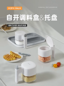 SR99. Orpdro Kitchen Organizer Set with Self-Opening Spice Box and Salt Jars for Food Storage
