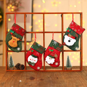 HOYAA Aesthetic Christmas Stockings Bag for Christmas Tree Decoration Santa Elk Xmas Stocking Decor Hanging Home Decor