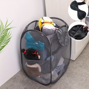 Handy Laundry Collapsible Mesh Pop Up Hamper with Wide Opening and Side Pocket – Breathable Sturdy Foldable and Space-Saving