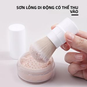 Cọ Phấn Phủ Dạng Rút Gọn 1 Chiếc Kèm Dụng Cụ Tán Má Hồng Lông Sợi Nylon Mềm Cán Thu Gọn Dùng Cho Kem Nền Phấn Tạo Khối Phấn Bắt Sáng