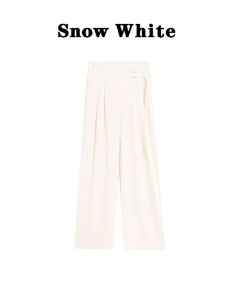 กางเกงขายาวทรงตรงสไตล์จีนใหม่สำหรับผู้หญิงฤดูร้อนปี 2024 กางเกงขายาวทรงขากว้างแบบอเนกประสงค์ กางเกงขายาวทรงสูทลำลอง