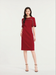 Koradior | Autumn New Elegant Red Dress for Light Ceremonial Occasions