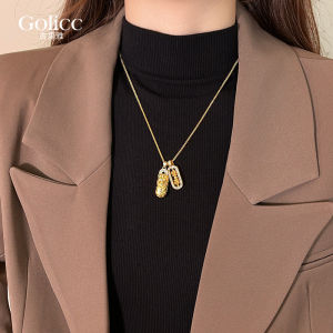 Lucky Female Diamond Peg Stylized T-Shirt Necklace Fashionable Luxury Alloy Material Long Chain Design Golicc Korean Style