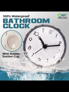 Waterproof Wall Clock for Bathroom Toilet Kitchen Small Silent Mini AntiFog Quartz Hanging Clock Suction