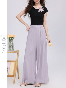 High Waist Loose Fit Purple Casual Pants Womens Summer New Style Versatile Long Trousers Comfortable Sensation Korean Style