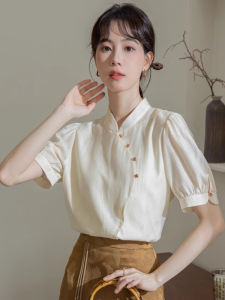 WANGGONGZHU | Elegant New Chinese Style Shirt Womens Fashionable Button Design Summer Top Princess Commute Style Loose Fit UV Protection