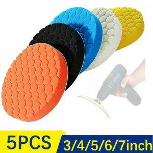 3/4/5/6/7inch 5Pcs Car Polishing Pad Kit Set Self-Adhesive Buffing Waxing Sponge Wool Wheel Polishing Pad For Car Polisher Drill