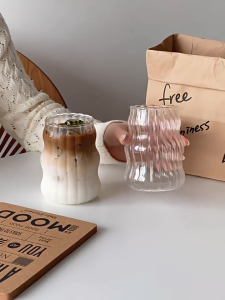Holo Flask INS style Curve Coffee Latte Borosilicate 530ml Glass Mug Aesthetic Nordic Water Cup